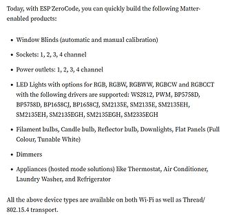 Liste von Matter-fähigen Produkten mit ESP ZeroCode
