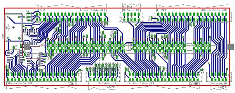 PCB-Layout einer Leiterplatte mit vielen Anschlüssen