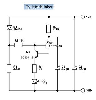 Schaltplan eines Thyristorblinkers