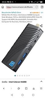 Amazon-Screenshot eines Intel Celeron N4000 Mini PC Sticks