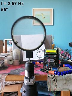 Elektronischer Versuchsaufbau mit Lupe und Display