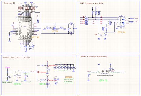 Schaltplan Ethernet-IC, RJ45, Spannungsregelung und Monitoring