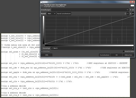 Software-Code und Fenster mit Einstellungen