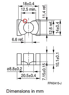 Technische Zeichnung mit Bemaßungen eines Bauteils
