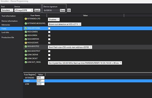 Software-Fenster zur AVR-Fuse-Programmierung