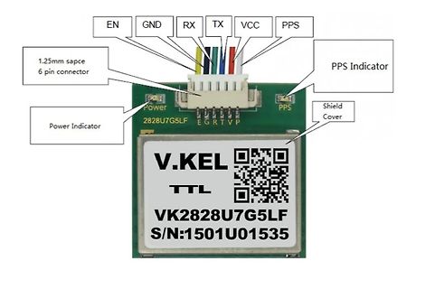 Beschriftete Leiterplatte mit GPS-Modul