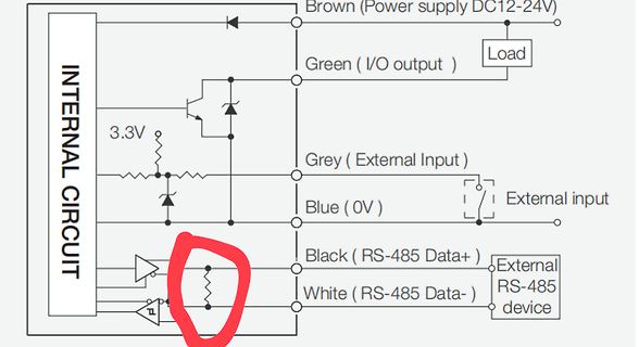 Schaltplan einer Anschlussbelegung mit RS-485 Schnittstelle