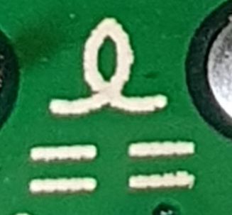 Detail einer Leiterplatte mit Bestückungsdruck