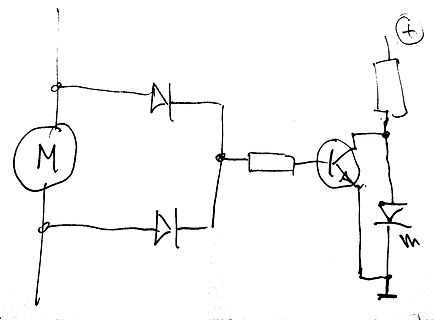 Handgezeichneter Schaltplan mit Motor und Transistor