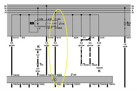 Schaltplan Ausschnitt mit Bauteil J176