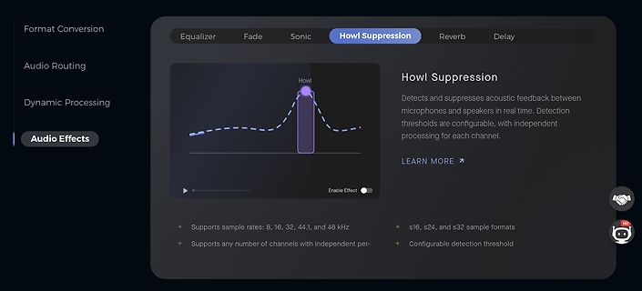 Benutzeroberfläche für Howl Suppression Audio-Effekt