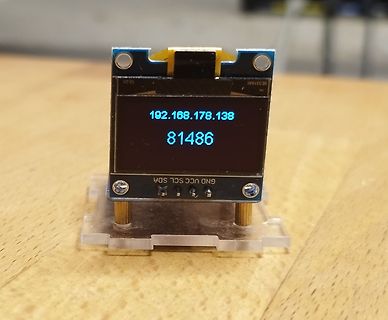 OLED-Display mit IP-Adresse und Zahl