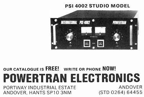Werbeanzeige für Powertran Electronics PSI 4002 Studio Model