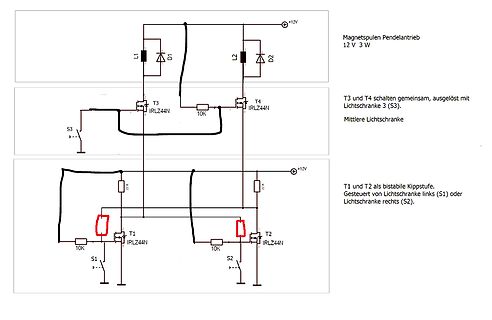 Schaltplan Magnetspulen Pendelantrieb