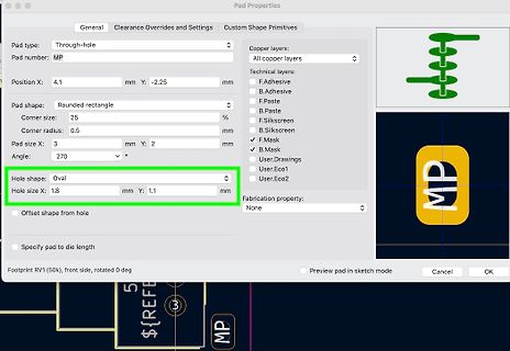 Pad Properties Dialogfeld in einer PCB-Design-Software