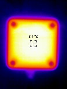 Wärmebild eines Bauteils mit 117 °C