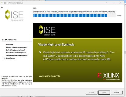 Installationsfortschritt ISE 14.7 Installer