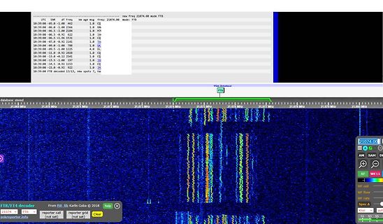 Software-Screenshot eines FT8-Dekoders im SDR-Betrieb