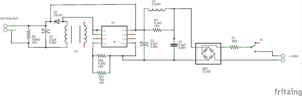 Schaltplan eines LED-Treiber-Netzteils