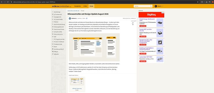 Screenshot eines Forenbeitrags auf mikrocontroller.net
