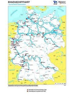 Karte der Binnenschifffahrt in Deutschland
