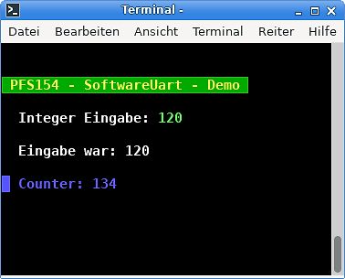 Terminal-Ausgabe einer SoftwareUart Demo