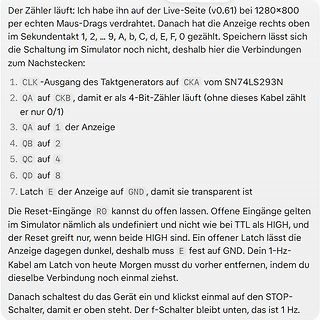 Text mit Anleitung zur Verdrahtung eines 4-Bit-Zählers