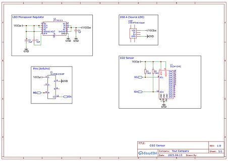 Schaltplan eines CO2-Sensors mit LDO-Regler
