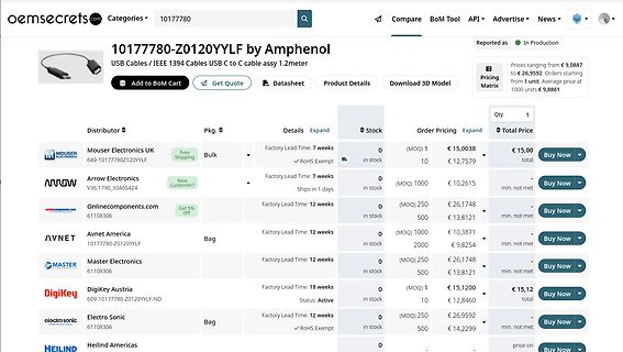Webseite von oemsecrets.com für Bauteil 10177780-Z0120YYLF