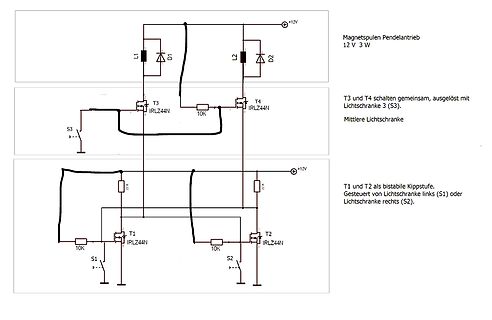 Schaltplan für Magnetspulen Pendelantrieb