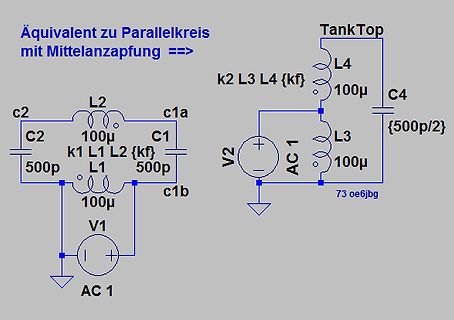 Schaltplan Äquivalent zu Parallelkreis mit Mittelanzapfung
