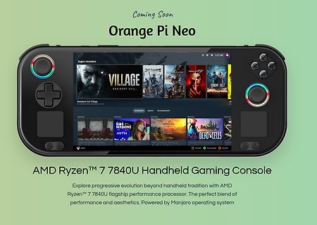 Werbebild einer Orange Pi Neo Handheld Gaming Console