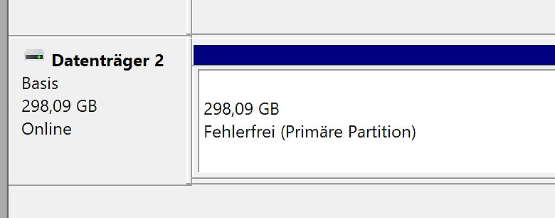 Windows Datenträgerverwaltung Anzeige