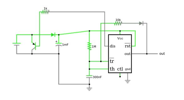 Schaltplan eines Monostabile Multivibrators
