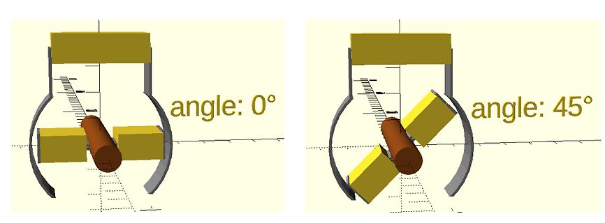 3D-Simulation einer Bauteilpositionierung bei verschiedenen Winkeln