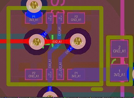Ausschnitt eines PCB-Layouts mit Netzbeschriftungen