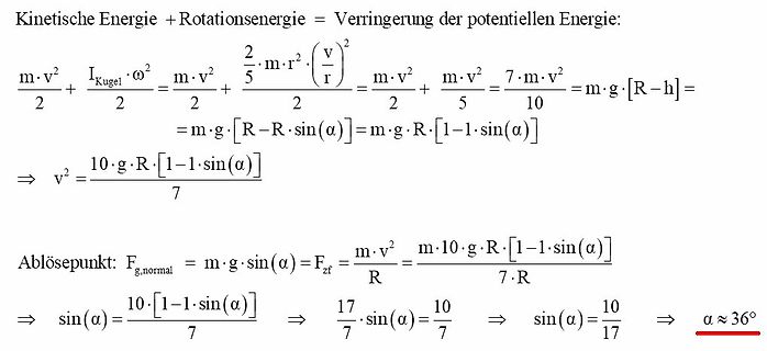 Mathematische Herleitung der Abrollbewegung einer Kugel