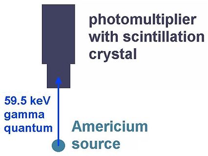Schematischer Aufbau eines Photomultipliers mit Americium-Quelle