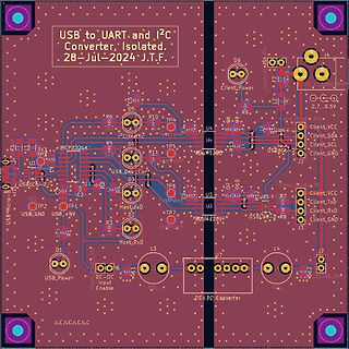 PCB-Layout eines USB zu UART und I2C Konverters
