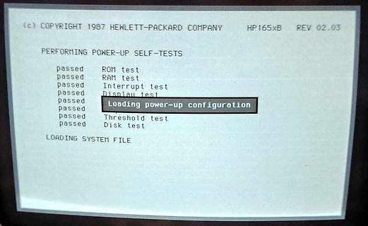 Selbsttest-Bildschirm eines HP165xB Computers