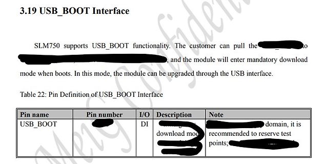 Ausschnitt aus einem Datenblatt zum USB_BOOT Interface