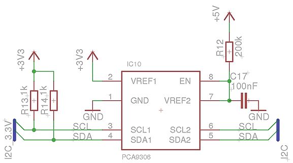 Schaltplan eines I2C-Multiplexers PCA9306
