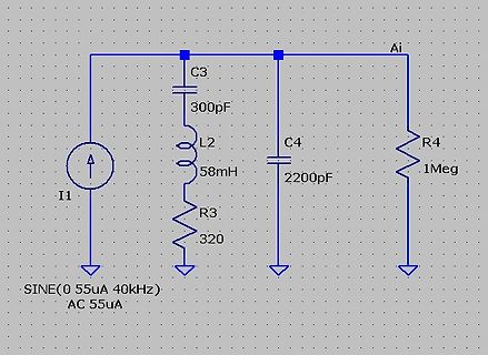 Schaltplan eines LC-Filters mit Stromquelle