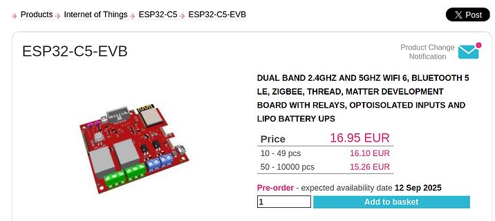 Webshop-Produktseite ESP32-C5-EVB