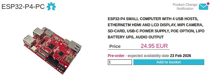 Produktseite eines ESP32-P4 Computers