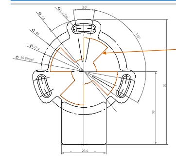 Technische Zeichnung eines Bauteils mit Bemaßungen