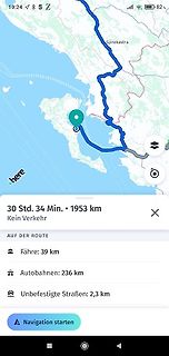 Google Maps Routenplanung auf einer Karte