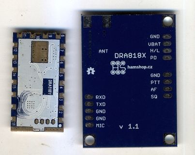 DRA818X Funkmodul und zugehörige Platine