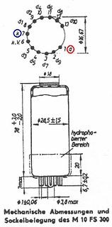 Technische Zeichnung mechanischer Abmessungen eines M 10 FS 300