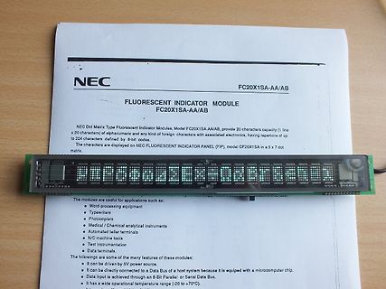 NEC Fluorescent Indicator Module auf Datenblattseite